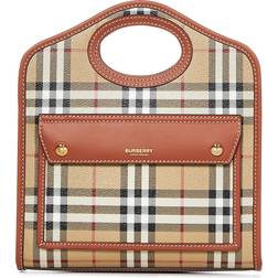 Burberry Womens Briar Brown Pocket Check-print Woven Cross-body bag