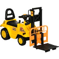 Aosom Sit and Scoot Ride-on Toy with Forklift Operation, Construction Toys for Kids with Under Seat Storage, Forklift Toy for 3-Year-Old Boys & Girls