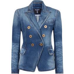 Balmain Double-breasted denim jacket blue