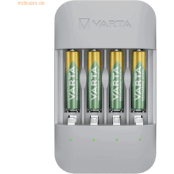 Varta Akku Ladegerät, inkl. 4X AAA 800mAh, Batterieladegerät für wiederaufladbare AA/AAA Batterien, Eco Charger Pro, Einzelschachtladung, Gehäuse aus 75% recyceltem Material