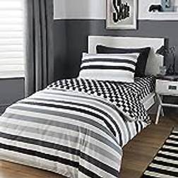 Bedlam Beckett Monochrome Stripe Duvet Cover Black