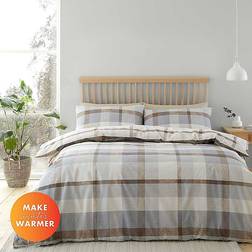 Catherine Lansfield Reversible Check Duvet Cover Natural, Green