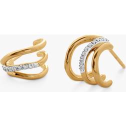 Monica Vinader Riva Triple Wave Diamond Hoop Earrings, Gold