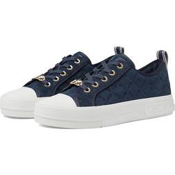 Michael Kors MK Evy Empire Logo Embossed Suede Trainers Navy