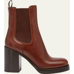 Prada Leather Booties Cognac