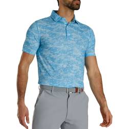 FootJoy Men's Cloud Camo Lisle Golf Polo, Medium, Blue