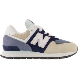 New Balance Little Kid's 574 - Navy/Light Surf/Washed Pink