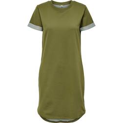 Only Short T-shirt Dress - Yellow/Martini Olive