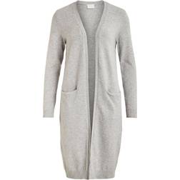 Vila Ril Long Knitted Cardigan - Light Grey Melange