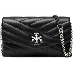 Tory Burch Kira Chevron Chain Wallet - Black/Rolled Nickel