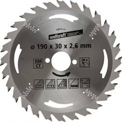 Wolfcraft 6477000 Handkreissägeblatt HM Serie silber 28 Zähne ø190mm