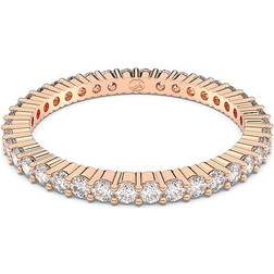Swarovski Vittore Ring, rund skärning, vit, roséguld-ton pläterad, Roséguldtonad pläterad, zirkon, Kristaller