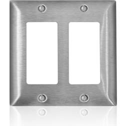 Leviton 3004825 C-Series Stainless Steel 2 Gang Metal Decora-GFCI Wall Plate