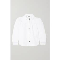 Ganni White Puff Sleeve Shirt