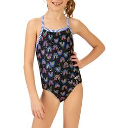 Dolfin Big Girls One Piece Swimsuit, 14, Black Black