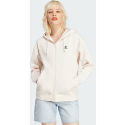 adidas Essentials Full-Zip Boyfriend Hoodie Wonder White Womens