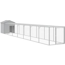 vidaXL Hønsehus med løbegård 117x813x123 galvaniseret stål lysegrå