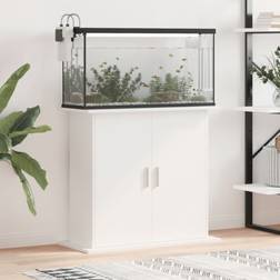 vidaXL Akvariebord 81x36x73 konstrueret træ hvid