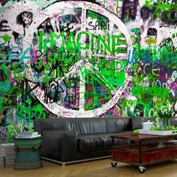 Artgeist Fototapet Green Graffiti 350 x 245 cm