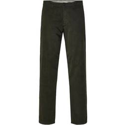 Selected Corduroy Straight Leg Trousers - Forest Night