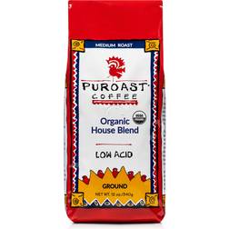 Puroast Low Acid Ground Coffee, Organic House Blend, High Antioxidant, 12 Ounce Bag