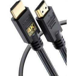 PowerBear 4K HDMI Cable 1M High Speed Braided Nylon Gold