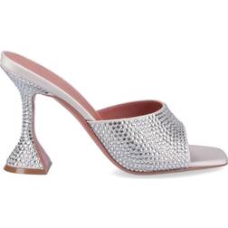 Amina Muaddi Lupita crystal silver mules