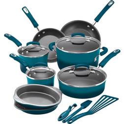 Rachael Ray Classic Brights Hard Enamel Cookware Set with lid 15 Parts