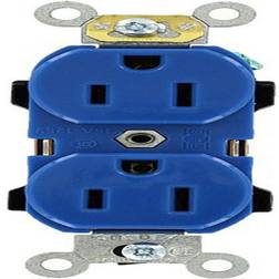 Leviton 15 Amp Industrial Grade Heavy Duty Self Grounding Duplex Outlet, Blue