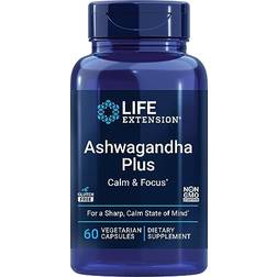 Life Extension Ashwagandha Plus Calm & Focus, ashwagandha Extract, Spearmint Extract 60