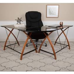 Emma + Oliver Black L-Shape Corner Writing Desk