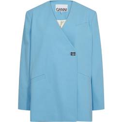 Ganni Cotton Suiting Boxy Blazer Kvinde Blazere hos Magasin Ethereal Blue