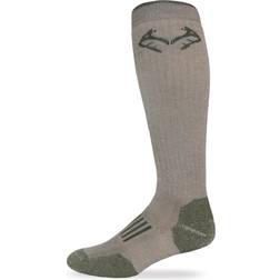 RealTree Heavyweight Merino Wool Tall All Season Boot Socks Pair, Large, Tan/Olive