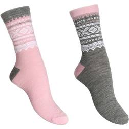 Marius Kids Thin Wool Socks 2-pack - Lotus Pink/Grey