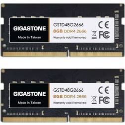 Gigastone ddr4 laptop ram 16gb 2x8gb ddr4-2666mhz pc4-21300 cl19 1.2v 260 pin