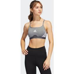 Adidas Womens Workout Bra Light Support Aeroreact Training Light-Support 3-Stripes Bra, Dark Grey Heather/White, HC7870, 2XLC