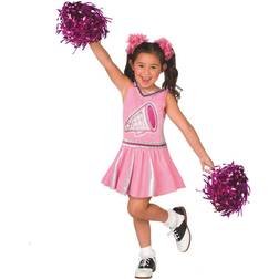 Girl's Pink Cheerleader Costume with Pom Poms