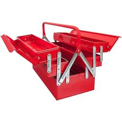 Big Red 18" Tool Box,Portable Steel Metal Locking Toolbox Organizer with 5 Cantilever Tool