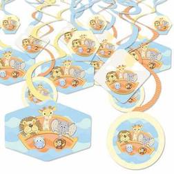 Big Dot of Happiness Noah's ark baby shower hanging decor party decoration swirls set 40