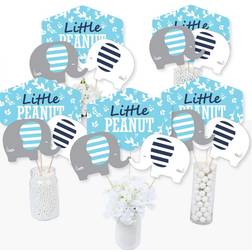 Big Dot of Happiness Blue elephant boy party centerpiece sticks table toppers set 15