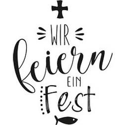 Rayher WIR feiern EIN Fest Motivstempel Kreuz und Fisch 6,0 x 7,0 cm
