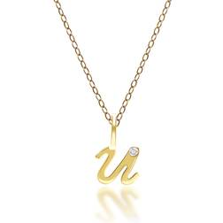 Gemondo Alphabet Letter Diamond pendant in 9ct Yellow Gold