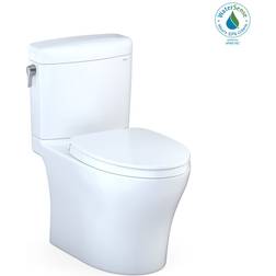 Toto Aquia IV Cube Two-Piece Elongated Dual Flush 1.28 and 0.9 GPF Universal Height Toilet with CEFIONTECT WASHLET Ready White MS436124CEMFGN#01