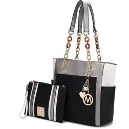 MKF Collection Rochelle Tote & Wristlet Set - Black/Pewter