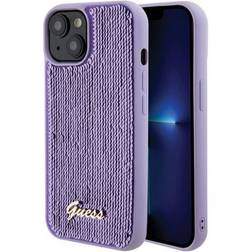 Guess iPhone 15 Mobilskal Sequin Script Metal Lila
