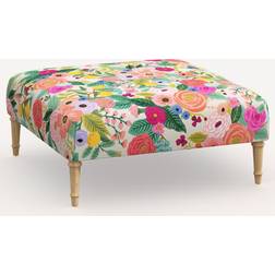 Skyline Furniture Rifle Paper Cloth Greenwich Upholstered Ottoman Linen/Wood Coffee Table