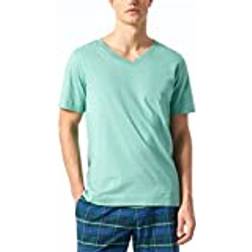 Schiesser Herren T-Shirt V-Ausschnitt Pyjamaoberteil, Mineral