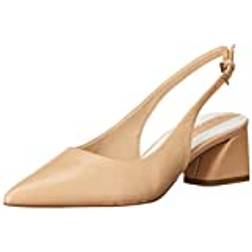 Franco Sarto L-Racer Pump Low Block Heel Pointed Toe Pump - Beige