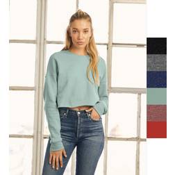 Bella damen cropped crew fleece shirt bauchfrei vorgeschrumpft fashion 7503