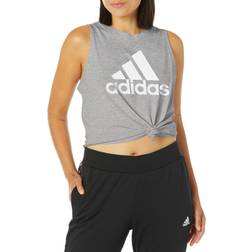 Adidas womens Essentials Big Logo Tank Top Shirt, Grey Heather/White